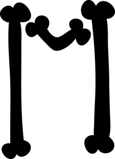 Letter M Of Filled Bones Typography Line Art Illustration Svg, Free Vectors File